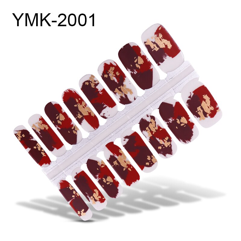 Lamemoria 16 tips/ark skönhet naglar klistermärken jul nagelinpackningar multicolor nagelkonst hela klistermärken självhäftande tips manikyr: Ymk -2001