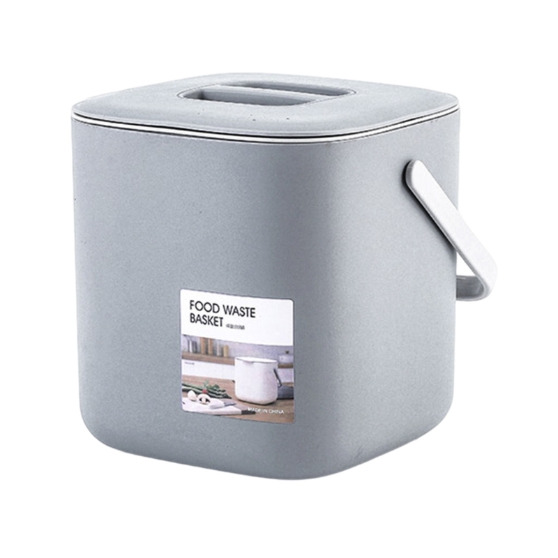 Countertop Compost Bin with Lid 2 Tiers Kitchen Waste Trash Can Easy to Use: GRAY