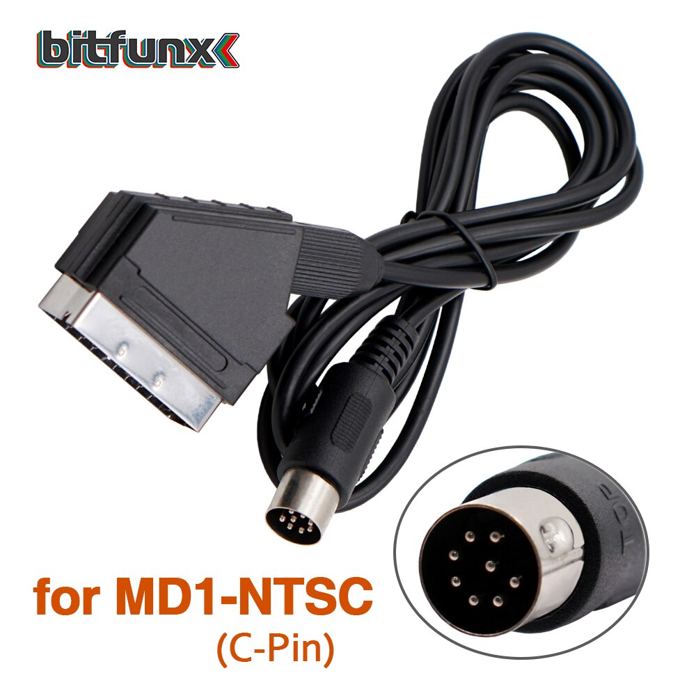 Bitfunx Scart Cable 1,8 m para PS2/PS1/Dreamcast/SEGA MD1/MD2Megadrive 1/Génesis 1/XBOX/WII/Saturn Video juego de Cable: for MD1-NTSC