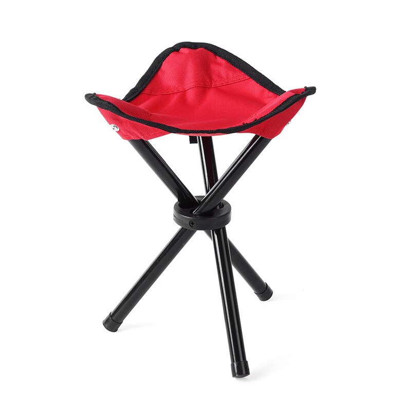 Udendørs bærbar letvægtsfoldning camping vandring sammenklappelig skammel stativstol sæde til fiskeri picnic bbq strandstol: Rød