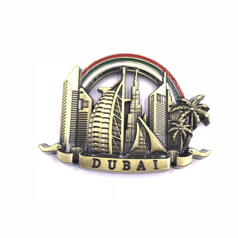 Dubai Metal Fridge Magnet Building UAE Alloy Burj Khalifa Travel Souvenir Magnetic Refrigerator Stickers Home Kitchen Decoration: White