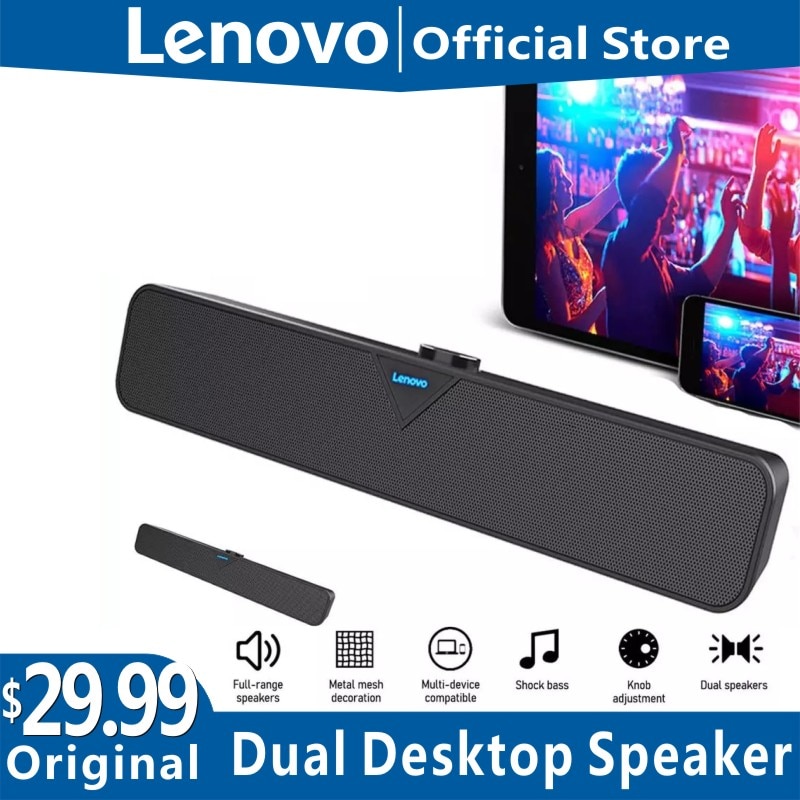 Lenovo L102 Bluetooth Speaker Usb Bedrade Computer Geluid Bar Mini Soundbar Speaker Subwoofer Voor Pc Tablet Mobiele Telefoon