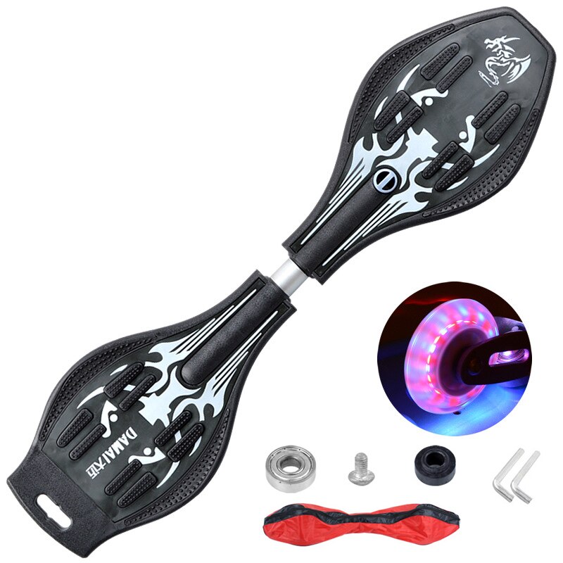 Snake board-ruedas intermitentes para adultos, 88cm, 35 pulgadas, para principiantes, deslizantes al aire libre, 2 ruedas, de aleación de aluminio: A14 flash wheels