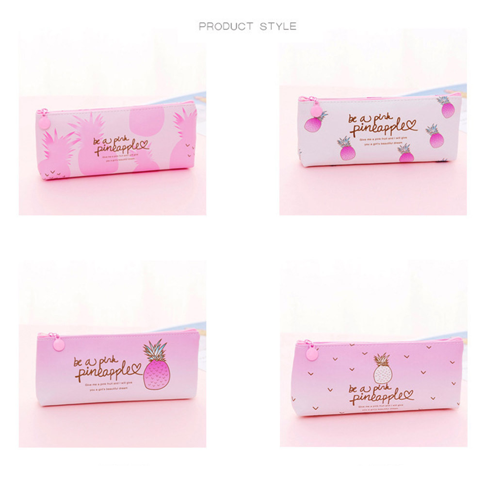 Kawaii Penal Cute Pineapple School Pencil Case for Girls Pen Bag Multifunctional Pencilcase Large Store Box Stationery Kit Pouch