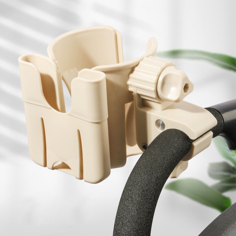 2-in-1 universele kinderwagen bekerhouder met telefoonhouder, universele fleshouder voor rolstoel kinderwagenaccessoires: Donker Kaki