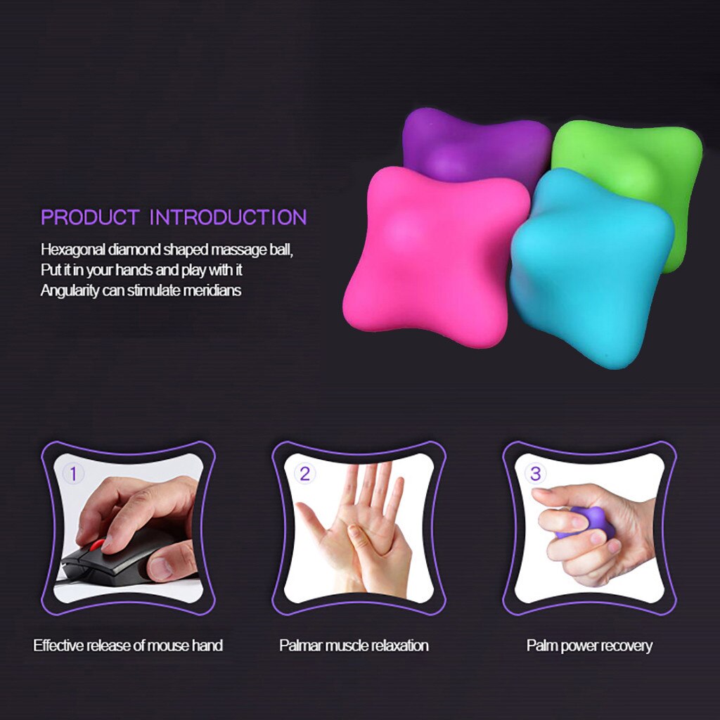 Fitness PVC Hand Massage Ball PVC Soles Sensory Training Grip the Ball Portable Physiotherapy Silicone Hexagonal Ball