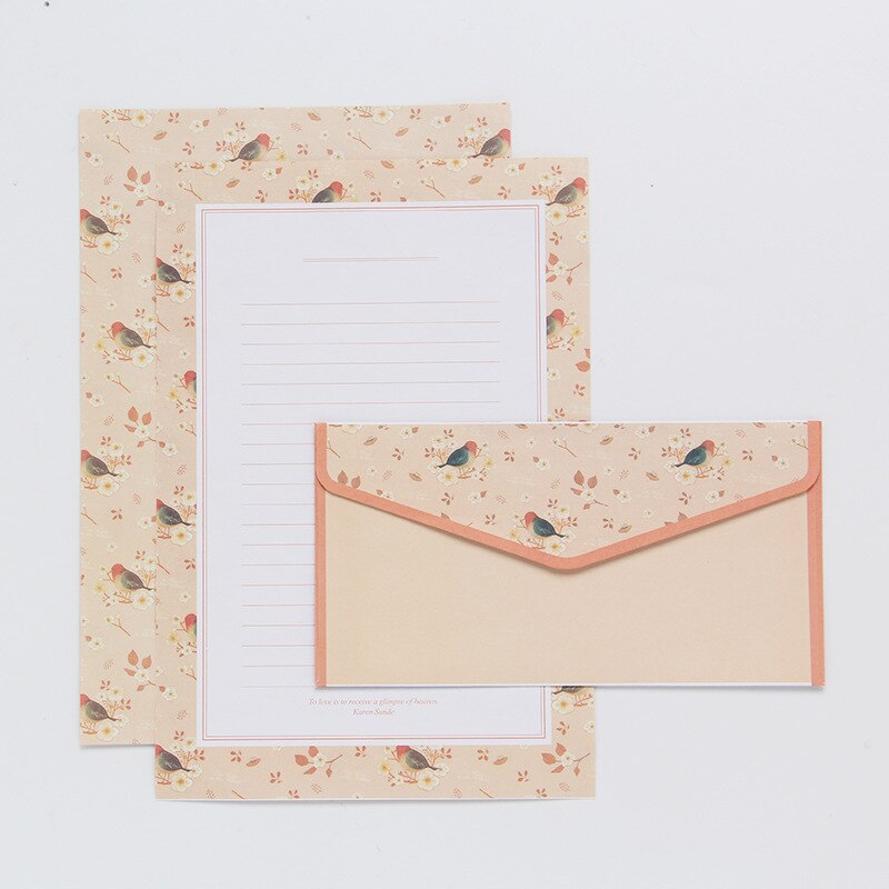 EZONE A5 6Stck Schreiben Papier + 3Stck Umschlag setzt SchöNe Blume aufbringen Linie Seite Literarischen Stil Schreibwaren Papier knapp Papier
