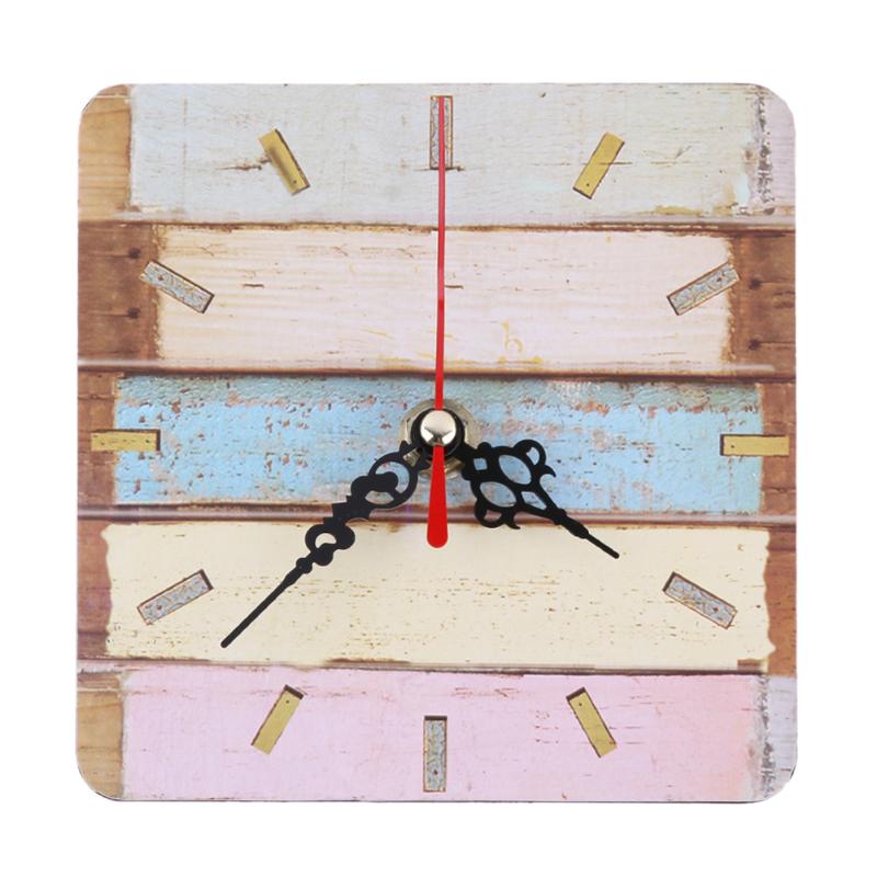 Vintage trä rund fyrkantig väggklocka stor shabby chic rustikt kök hem antika vardagsrumsdekorationer: 8