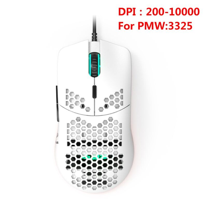 AJ390-ratón ligero con cable y agujeros para videojuegos, Mouse ajustable de 6 DPI, 7 teclas,