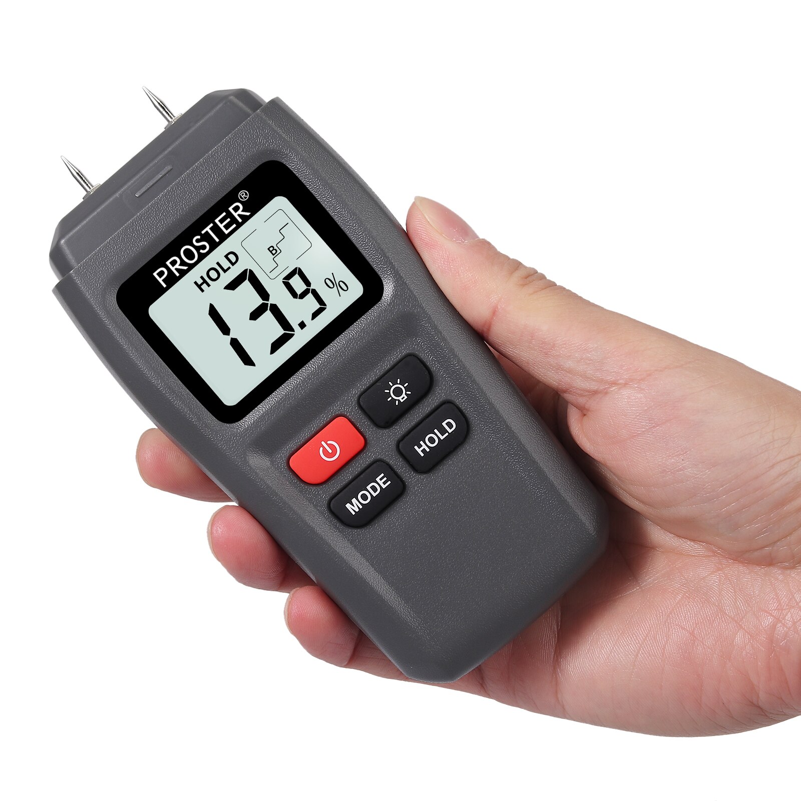 PROSTER Digital Wood Moisture Meter Backlight LCD Damp Tester Dampness Meter for Wood Firewood Walls Paper Floor