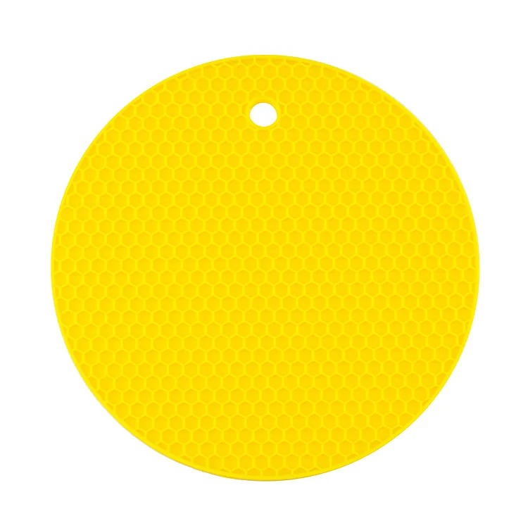 18/14 cm Runde Hitzebeständige Silikon Matte Trinken Tasse Untersetzer Nicht-slip Topf Halter Tisch Tischset Küche zubehör Unterzetter: M / YELLOW