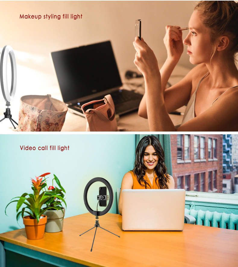 Anneau lumineux LED de 10 pouces avec trépied et support de téléphone, éclairage annulaire pour photographie et vidéo, caméra, Selfie, IPhone