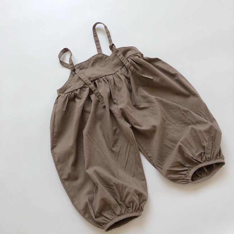 5177 coréen enfants jarretelle pantalon automne nouveaux garçons chanvre coton ensemble 1-7 ans filles pantalons amples combinaisons enfants tenue: 120cm