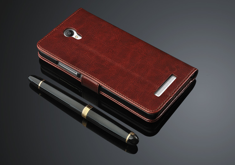 Fundas xiaomi redmi note 2 flip cover etui magnetisk læderhylster til xiaomi redmi note 2 telefon skal capa: Brun