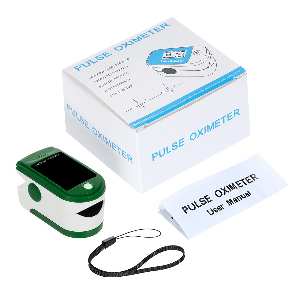 Blood Oxygen Monitor Pulsoxymeter Zuurstofverzadiging Monitor Oximeter Hartslagmeter Zonder Batterij: Green