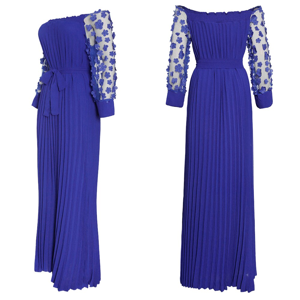 MD African Dresses For Women Off Shoulder Mesh Maxi Dress Party Abaya Lady Plus Size Evening Gowns