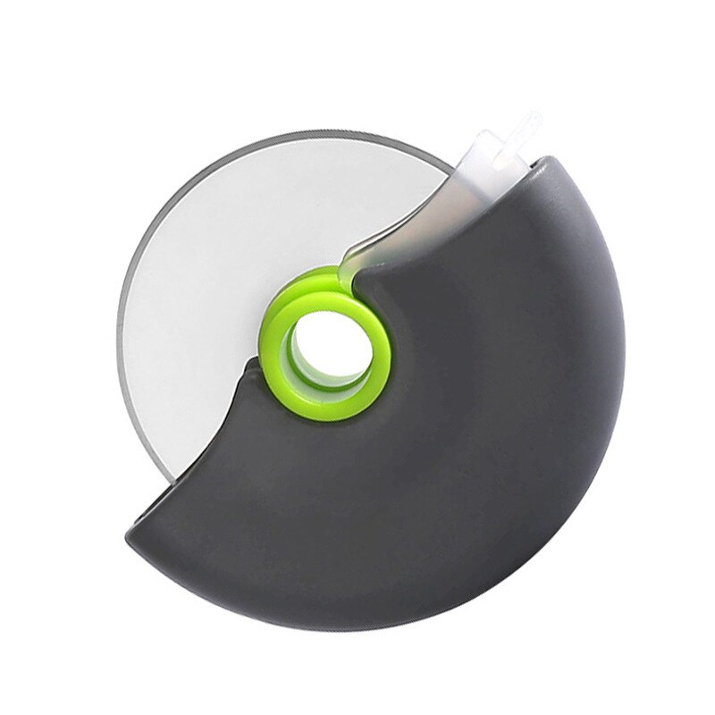 Rvs Ronde Wiel Snijmes Voor Pizza Met Deksel Roulette Roller Deeg Pizza Slicer Cutter Bakken Accessoires Gereedschap: green