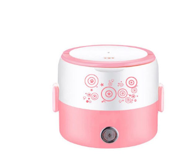 Cuiseur à riz électrique cuiseur à vapeur multifonctionnel acier inoxydable Mini boîte à déjeuner Portable 3 couches Thichken corps anti-dérapant boucle: Layer 2 pink