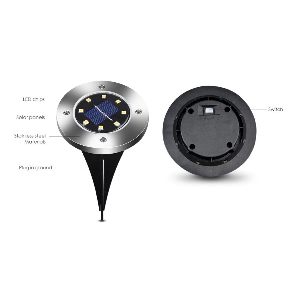 Lámparas solares subterránea luz enterrada IP65 impermeable Led jardín piso luces para patio entrada terraza escaleras césped iluminación