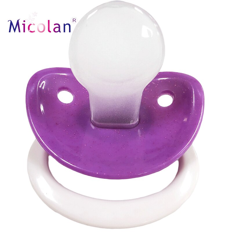 Multicolour ABDL Adult Baby Sized Pacifier Nipple Dummy Purple Gltter WIth White Silicone DDLG Pacifier