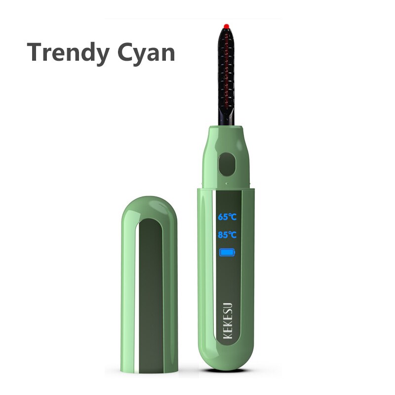 KEKESU Electric Heated Eyelash Curler LCD Display 2-Speed Adjustable USB Rechargeable Long Lasting Cosmetic Tools: green