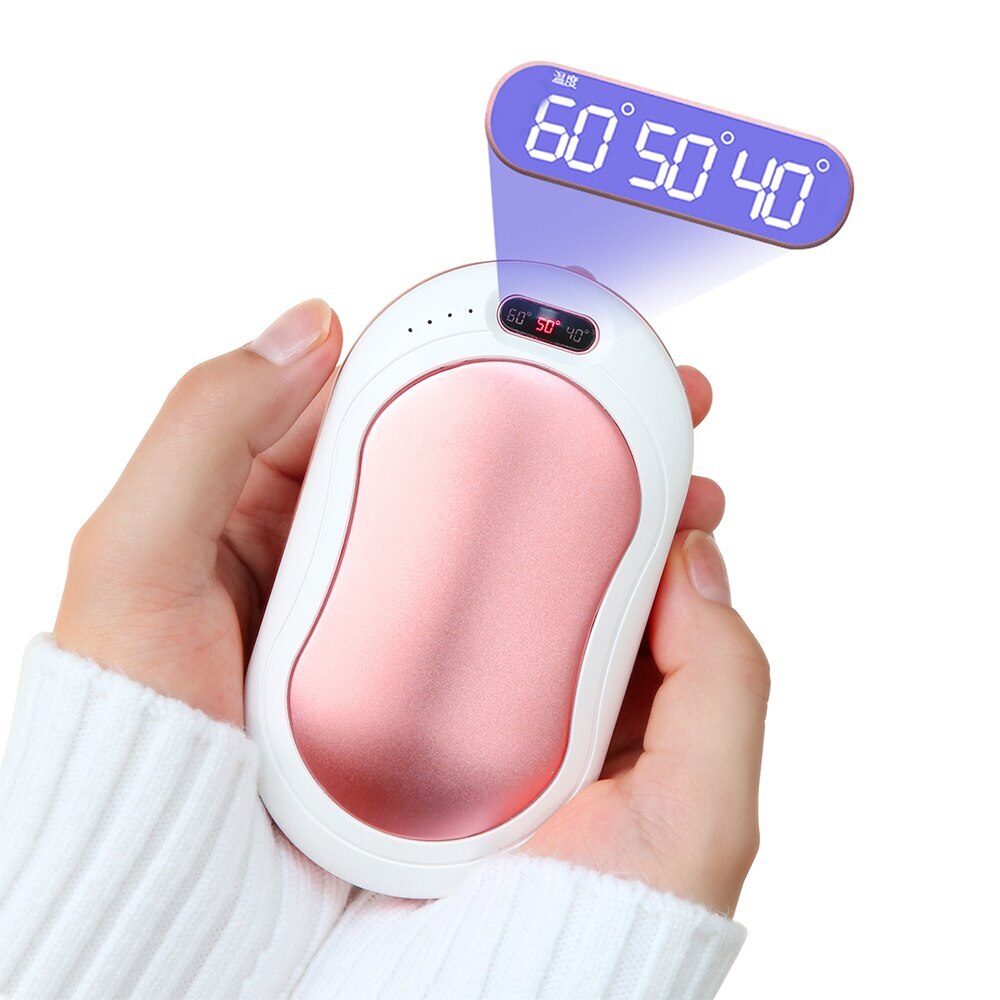 Calentador para manos 10000 mAh Mini calentador de manos carga USB portátil de larga duración banco de energía invierno cuerpo práctico calentador de manos: Rose Gold