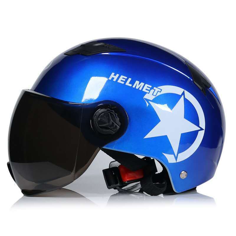 Elektrische Auto Helm Scooter Bike Open Gezicht Half Baseball Cap Anti-Uv Veiligheid Harde Hoed Fietshelm Verstelbare H7J: Blauw