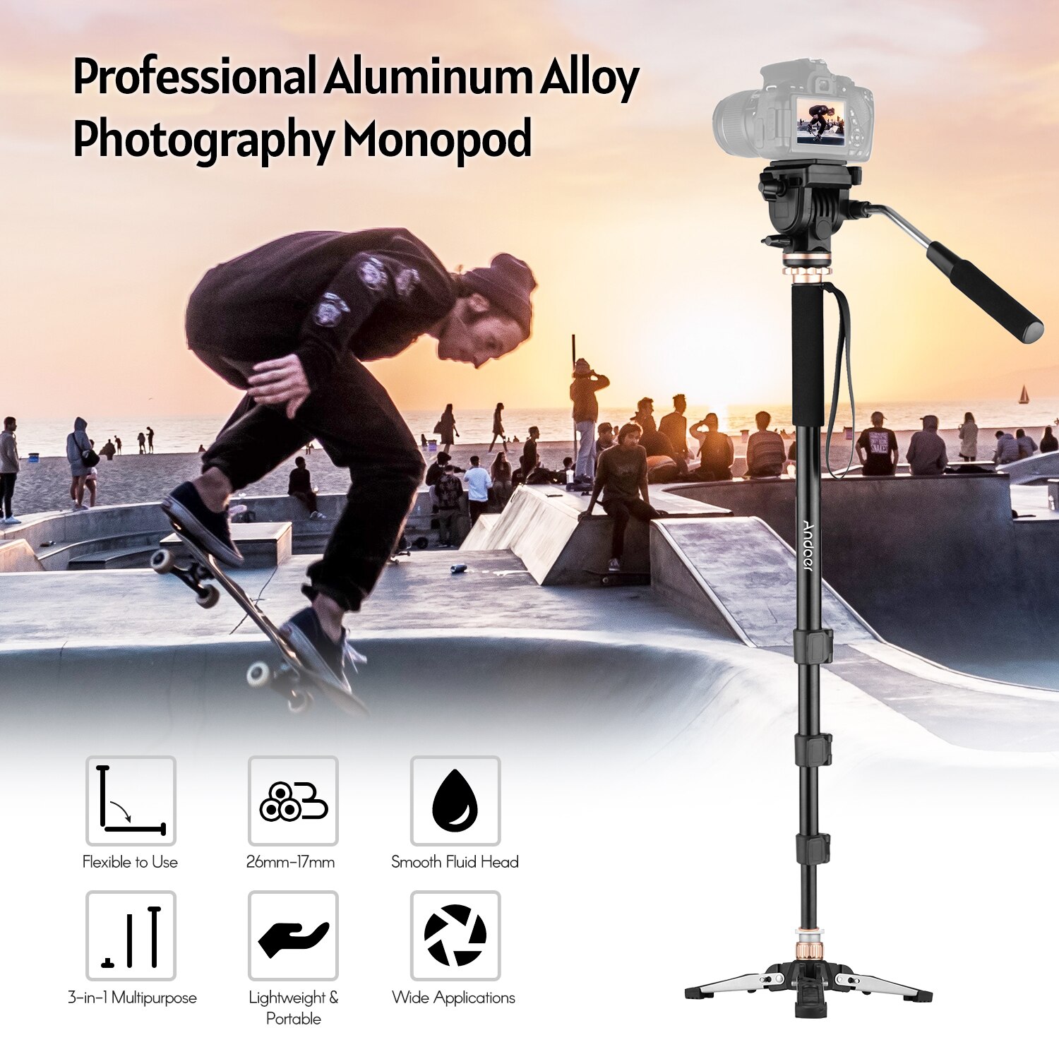 173cm/68inch Monopod Aluminum Alloy 6kg Load Capacity with Detachable Carry Bag Compatible with DSLR Video mini Camera Tripod