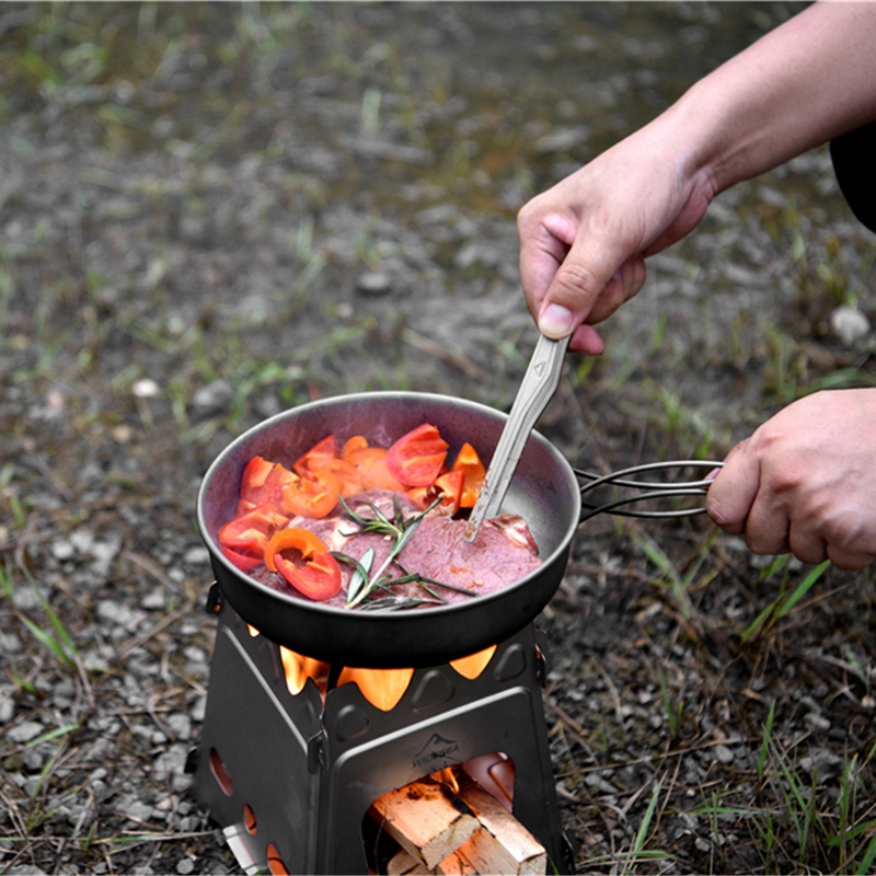 Padella in titanio WIDESEA con manico pieghevole padella da campeggio per campeggio tutto'aperto cottura escursionismo pentole portatili