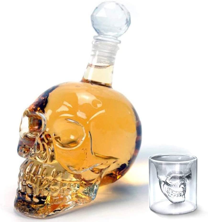 Kreative Kristall Schädel Kopf Whiskey Wodka Wein Karaffe Flasche Whiskey Glas Bahre Geister Tasse Wasser Glas Bar Hause