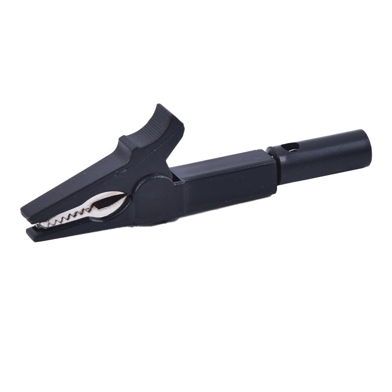 Pinza de cocodrilo con aislamiento, bolígrafo de prueba, multímetro de cocodrilo, pinza para batería de coche: Negro