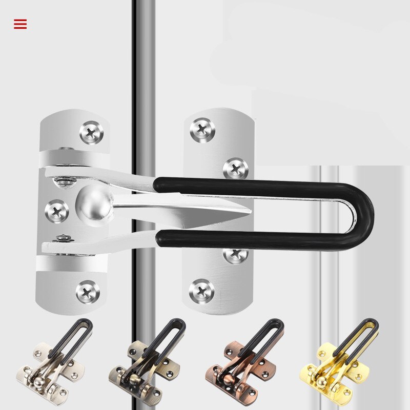 Zinc alloy anti-theft latch with leather for hotel and guesthouse anti-theft safety latch for bedroom door