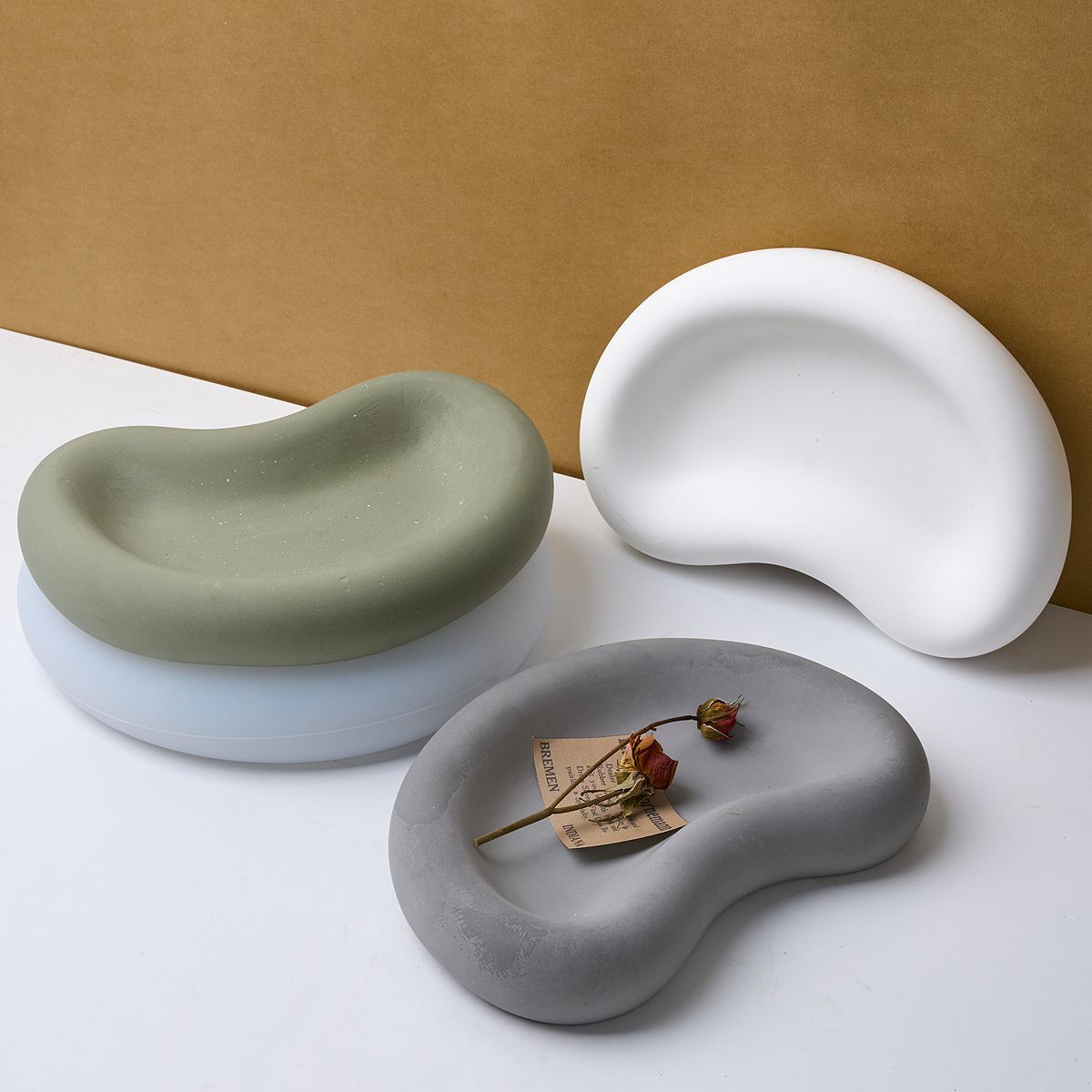 Bandeja de almacenamiento creativa con forma de guisante, molde de silicona artesanal, yeso hecho a mano, resina de hormigón, plato de exhibición de joyería, moldes artesanales para decoración del hogar