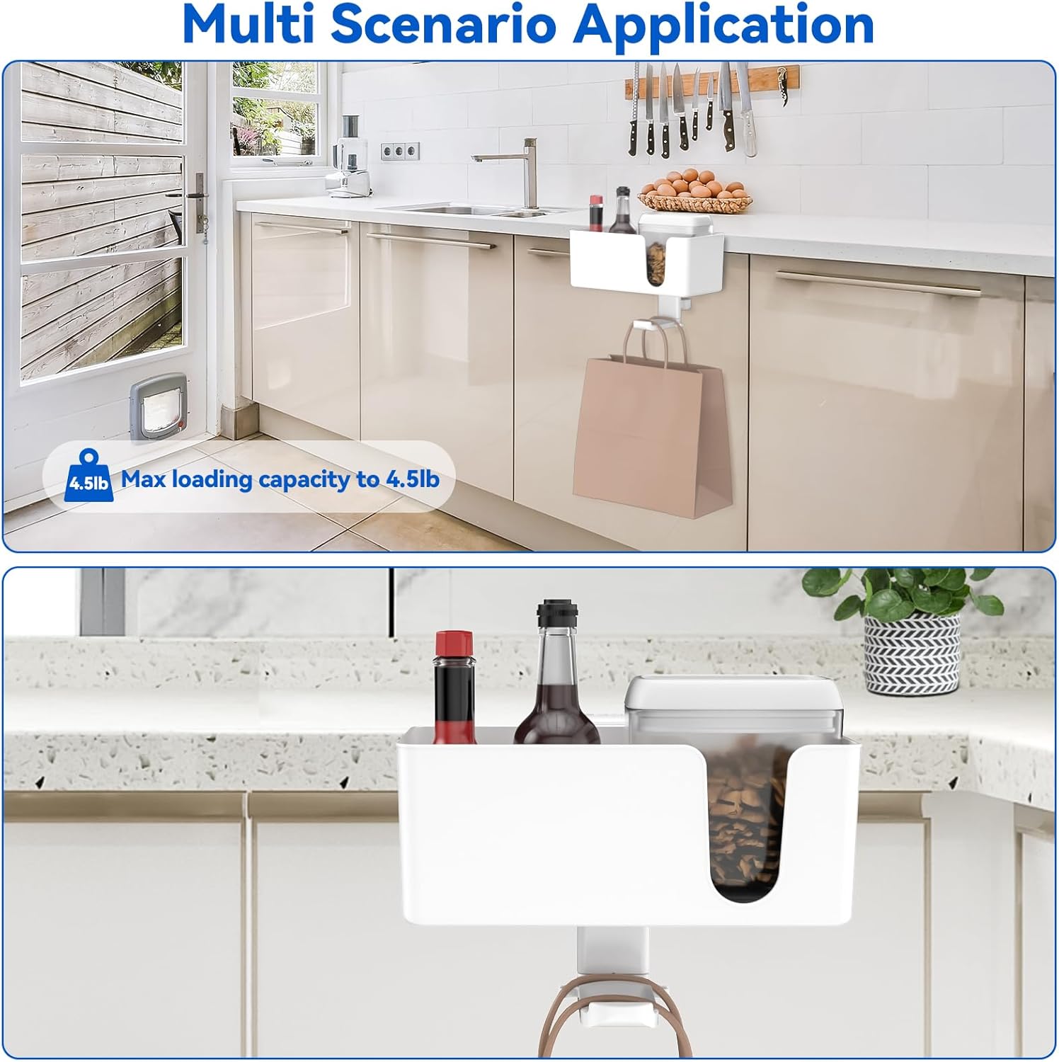 4-in-1 Desktop Organizer - Headphone Hanger and Pen Holder Cup Clamped Under the Desktop - Rotating Headphone Stand