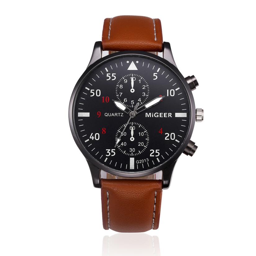 Heren Horloge Retro Lederen Band Analoge Lichtmetalen Quartz Horloge Top Business ClockB50: C