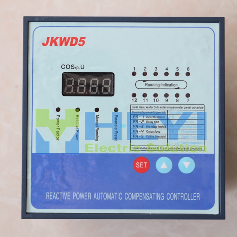 JKWD5 380V 12 Stappen Power Factor Controller Dynamische Soort Gevoelige Harmonische Circuit Input Reactief Vermogen Compensatie Controller
