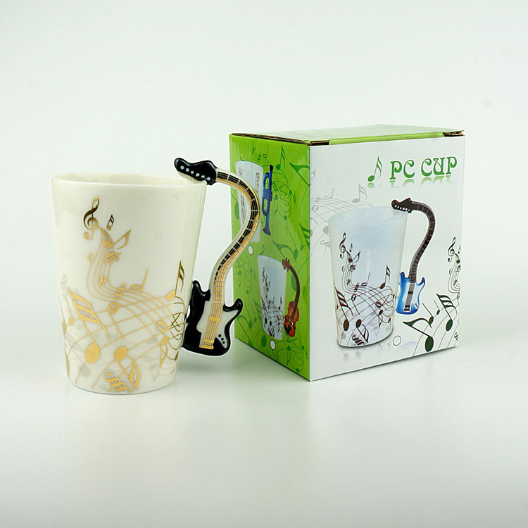 Caneca de cerâmica musical criativa 240ml, estilo violino, guitarra, café, chá, leite, canecas e copos com alça, presentes novidade
