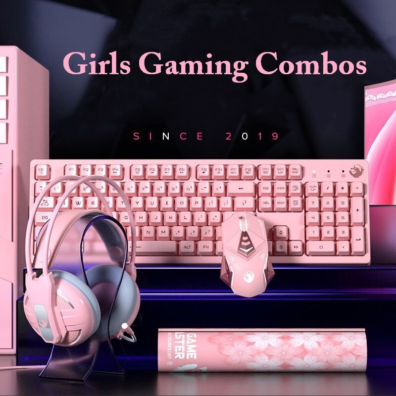 Meisje Gaming Combo Toetsenbord Met 19 Key Geen Punch 4800Dpi Mechanische Macro 'S Bedrade Muis Voor Gaming Office Notebook desktop Pc