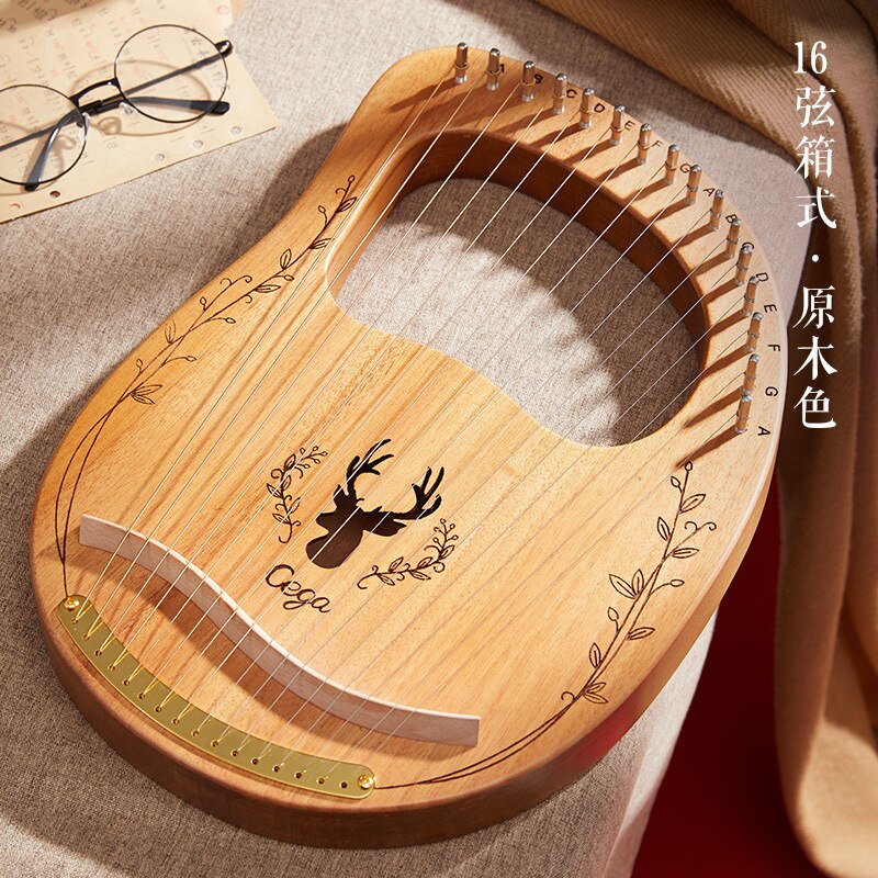 16 Strings Wooden Mahogany Lyre Harp Musical Instrument Piano Harp for Beginner with Tuning Tool Spare String Easy To Learn: 01