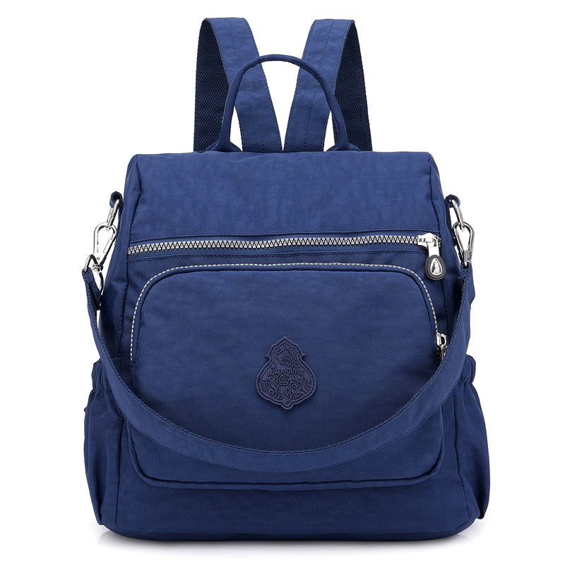 Casual Nylon Waterproof Backpack Women Large Anti-Theft Travel School Bags for Teens Bag Pack Mochila Feminina: Deep blue