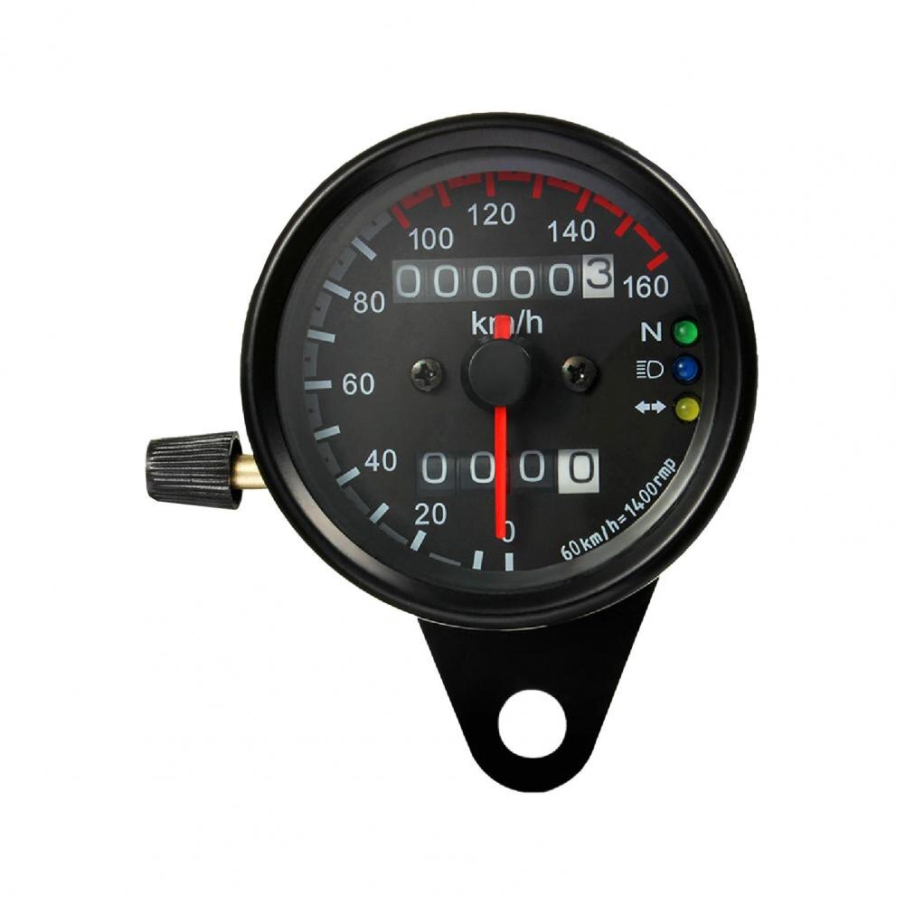 Snelheidsmeter Kilometerteller Meter, Motorfiets Kilometerteller, LED Backlight 12 V Motorfiets Dual Kilometerteller Snelheidsmeter Meter Kit Cafe Racer