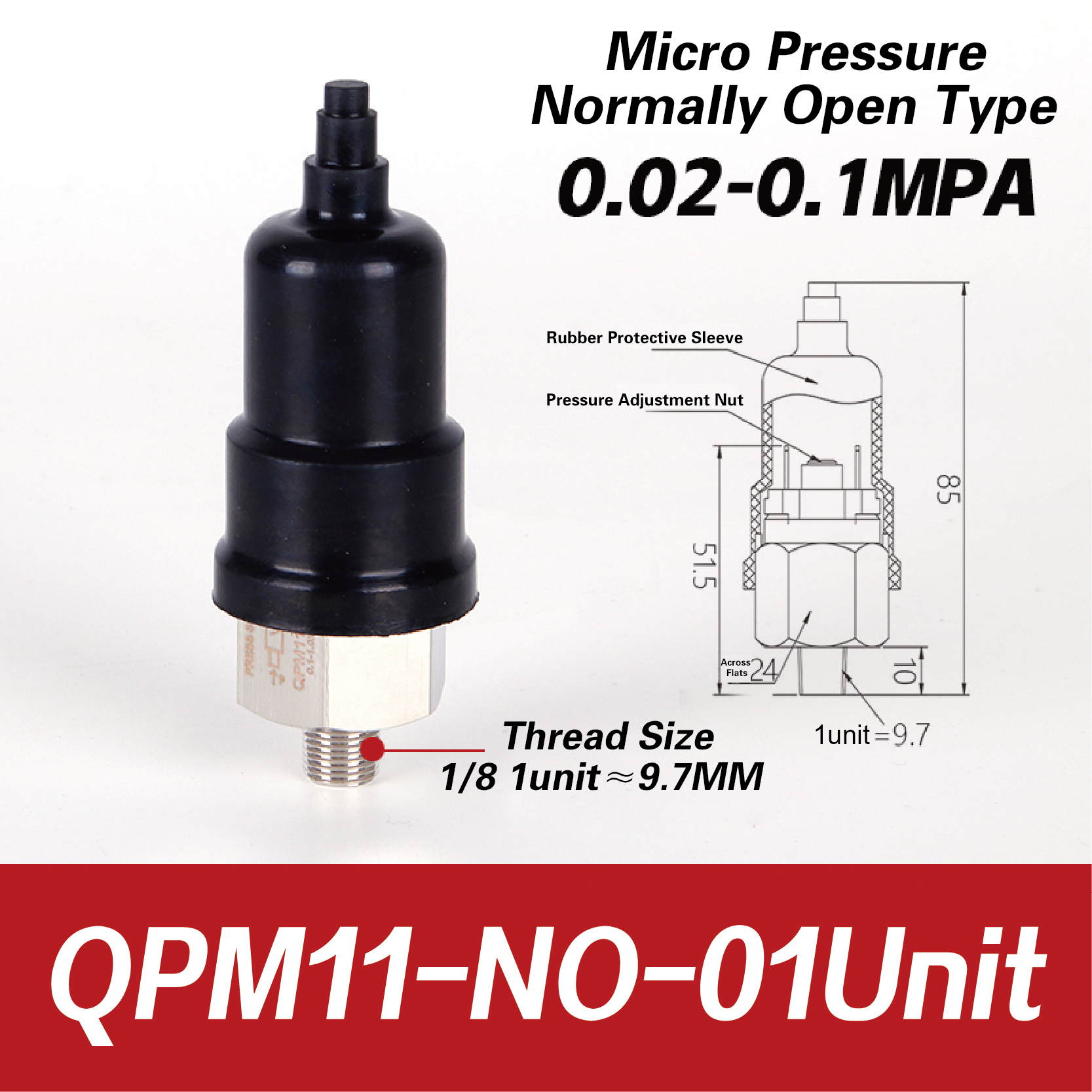 QPM11-NO QPM11-NC Adjustable Air Pressure Switch 1/4 1/8 Inch Pneumatic Diaphragm Hydraulic Pressure Control for Compressor: green