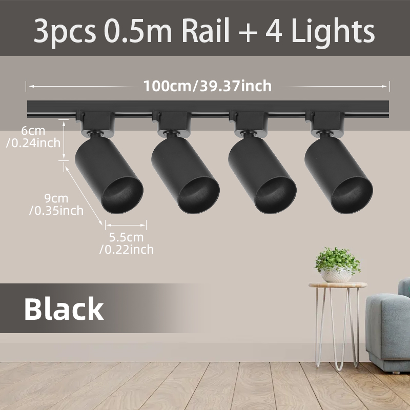 Juego completo de luces Led para riel de techo, foco de fuente de luz GU10 reemplazable para sala de estar y dormitorio, lámpara Led para riel: LIGHT BLUE / Beige