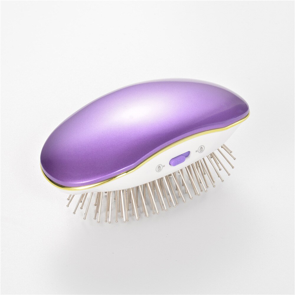 Peine masajeador para el cabello con vibración de iones negativos para niños y niñas, peine masajeador para el cabello cómodo y antiestático para viajes y niños, peines: purple