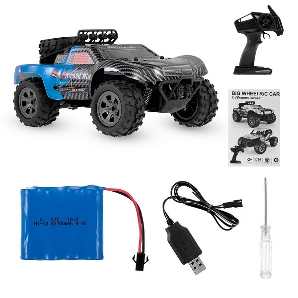 RC Auto 2.4 GHz 1:18 2WD PVC del corpo di Automobile Borsette RC Auto 18 km/h Off-Road King Auto per i principianti Giocattoli per I Bambini Grande Regalo Dei Capretti: Blu