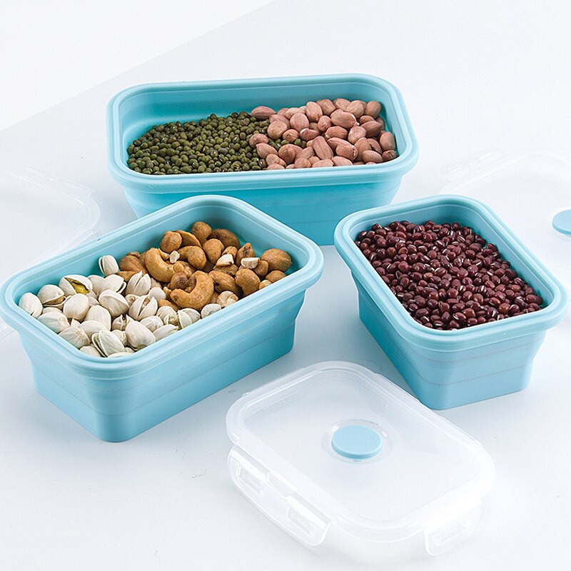 Hotsale Lunch Box Bento Retractable Foldable Fresh-Keeping Bowl Silicone Folding Lunch Boxes Set Container with Lid