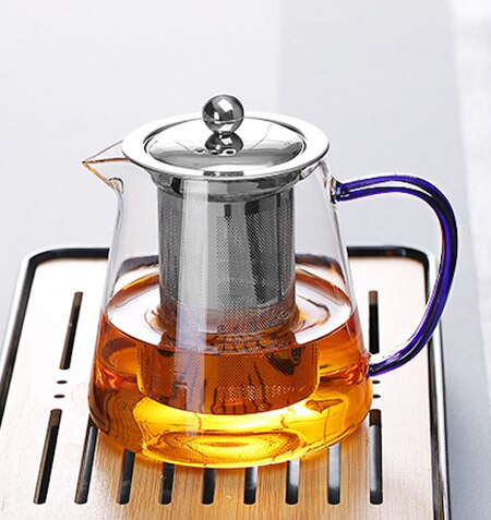 Farverig varmebestandig glas tekande 550ml med filter, tekande kan opvarmes direkte på brandfilter varme kaffekande kedel: 02