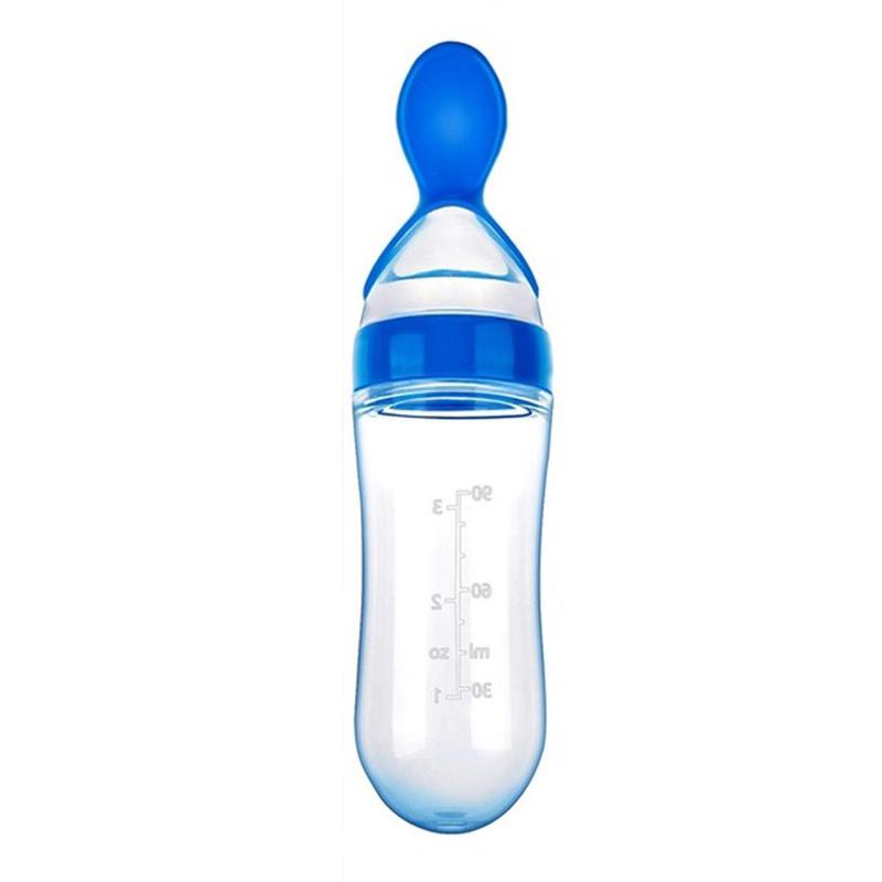 Baby rijst pap fles baby siliconen melkfles knijp lepel pap rijst voer lepel rijst kind supplement fles c  u3 y 5: Blauwe stijl 2