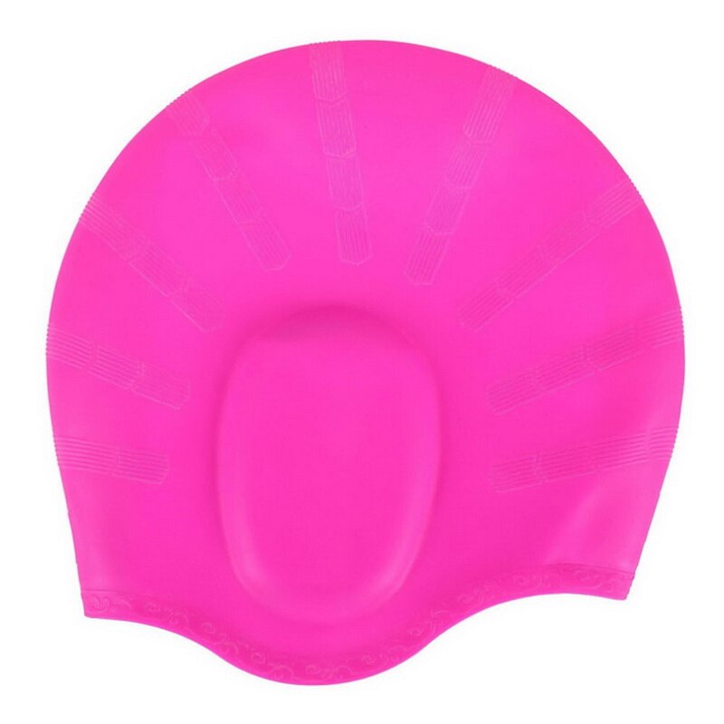 Adults Swimming Caps Men Women Long Hair Waterproof Swim Pool Cap Ear Protect Large Natacion Badmuts Silicone Diving Hat: Pink