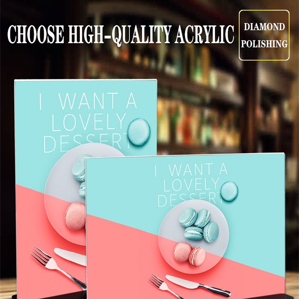 Acrylic Stand Brand A5 Double-sided Transparent Milk Tea Shop Menu Wine Crystal High-end Pull-out T-shaped Display Stand